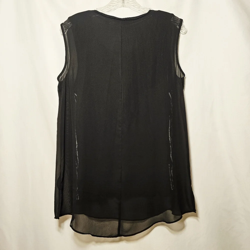 Simply Vera Vera Wang Womens Sheer Over Sequin Layer Sleeveless Top Blouse M - Picture 5 of 8